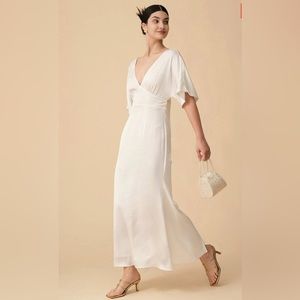 NWT RIHOAS backless white satin maxi dress Sz M, XL.